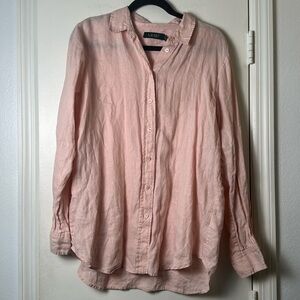 Lauren Ralph Lauren Light Pink Button-Down Linen Shirt